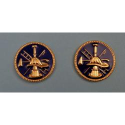 Fire Scramble GOLD on BLUE Discs Collar Pins 1"