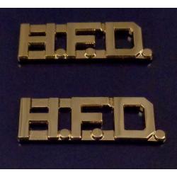 H.F.D. polished Gold 1/2" Letters Collar Pins