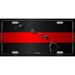 HAWAII Thin Red Line Auto License Plate 6 X 12