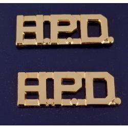 H.P.D. polished GOLD 1/2 Letters Collar Pins Insignia HPD