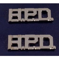 H.P.D. silver/nickel 1/2" Letters Collar Pins Insignia HPD