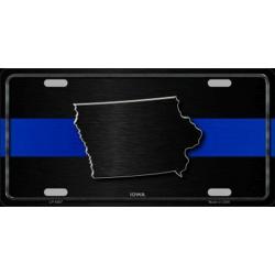 IOWA Thin Blue Line Auto License Plate 6 X 12