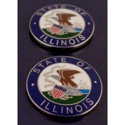 Illinois State Seal Silver COLLAR PINS 15/16"