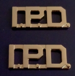I.P.D. gold 1/2" Letters Collar Pins Insignia police IPD