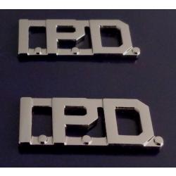 I.P.D. silver 1/2" Letters Collar Pins Insignia police IPD