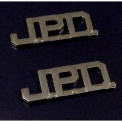 J.P.D. polished silver 1/2" Letters Collar Pins Insignia