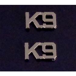 K9 Silver 3/8" Letters Pair Collar Pins