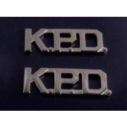 K.P.D. polished silver 1/2" Letters Collar Pins Insignia police