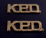 K.P.D. gold 1/2" Letters Collar Pins Insignia police KPD
