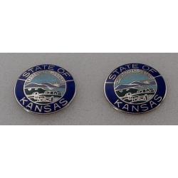 Kansas Gold state seal 2 COLLAR PINS 15/16" Silver