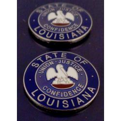 Louisiana State Seal Silver COLLAR PINS 15/16"
