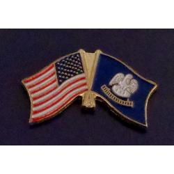 Louisiana State and US Flags Crossed Lapel Pin