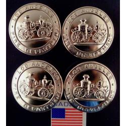 Los Angeles Fire Department Set of 4 silver Uniform Buttons LARGE