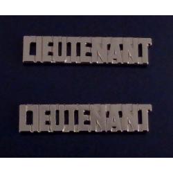 LIEUTENANT Polished Silver 3/8 Letters Collar Pins Insignia