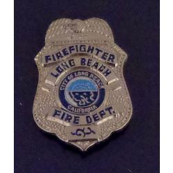 Long Beach Fire Dept FIREFIGHTER mini badge lapel pin