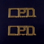 L.P.D. polished gold 1/2" Letters Collar Pins Insignia police LPD