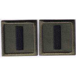 LT Lieutenant BLACK on OD GREEN rank insignia collar lapel patches 1.5" LARGE