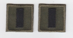 LT Lieutenant BLACK on OD GREEN rank insignia collar lapel patches 1" small