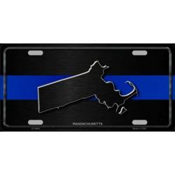 MASSACHUSETTS Thin Blue Line Auto License Plate 6 X 12