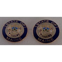 Maine State Seal 15/16" Collar Pins GOLD