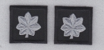 MAJ Major Oak Leaf SILVER on BLACK 1.5" LARGE rank insignia collar/lapel patches