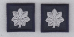 MAJ Major Oak Leaf SILVER on NAVY BLUE 1.5" LARGE rank insignia collar/lapel patches