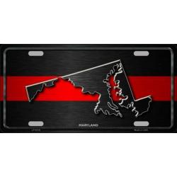 MARYLAND Thin Red Line Auto License Plate 6 X 12