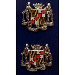 Maryland State Crest Coat of Arms SILVER Uniform Collar Pins