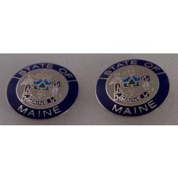 Maine State Seal 15/16" Collar Pins SILVER
