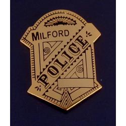 Milford MA Massachusetts Police Mini Badge Lapel Pin Gold