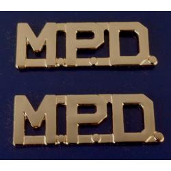 M.P.D. Gold 1/2" Letters Collar Pins Insignia MPD