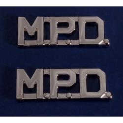 M.P.D. Silver 1/2" Letters Collar Pins