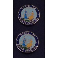 North Carolina 11/16" State Seal Collar Pins SILVER