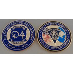 New Haven DISTRICT FOUR CT Connecticut Police CHALLENGE COIN Dwight Chapel D4