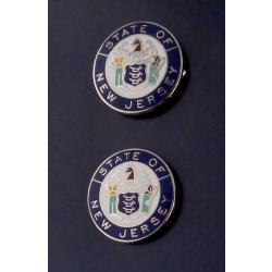 New Jersey 3/4" COLLAR PINS Silver state seal USA MADE