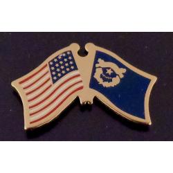 NEVADA State Flag & US Untied States Flags Crossed Lapel Pin