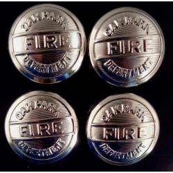 Oak Park Fire Department Set of 4 silver Uniform Buttons LARGE