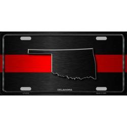 OKLAHOMA Thin Red Line Auto License Plate 6 X 12