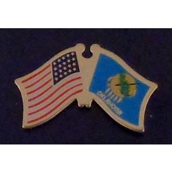 Oklahoma State Flag & US Untied States Flags Crossed Lapel Pin