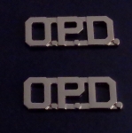 O.P.D. silver/nickel 1/2" Letters Collar Pins Insignia police OPD