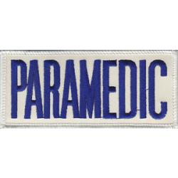 PARAMEDIC Royal Blue on Reflective White Front Panel Patch 1 7/8"X 4 1/8"