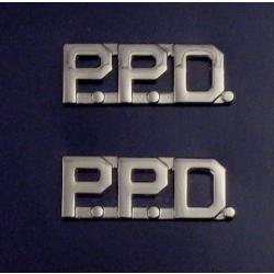 P.P.D. 1/2" Silver Letters Collar Pins with periods