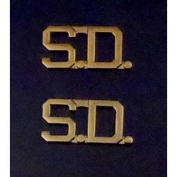 S.D. Gold 1/2" Letters Collar Pins