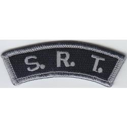 S.R.T. Rocker patch Silver/Grey Lettering on Dark Navy Blue