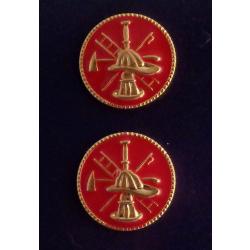 Fire Scramble GOLD & RED Discs Collar Pins 1"