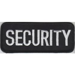 SECURITY front panel tab patch WHITE on BLACK 1 13/16" X 4.5"