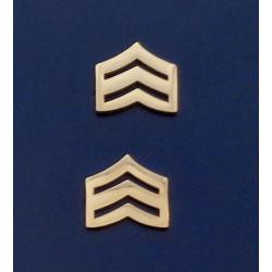 SGT Sergeant Chevrons 3/4" REGULAR GOLD Pair Collar Pins