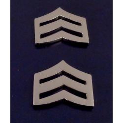 SGT Sergeant Chevrons 3/4" REGULAR SILVER Pair Collar Pins