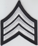 SGT Sergeant 3" Chevrons White on Black Merrowed Edge