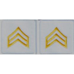 SGT Sergeant Chevron MEDIUM GOLD on white collar patches